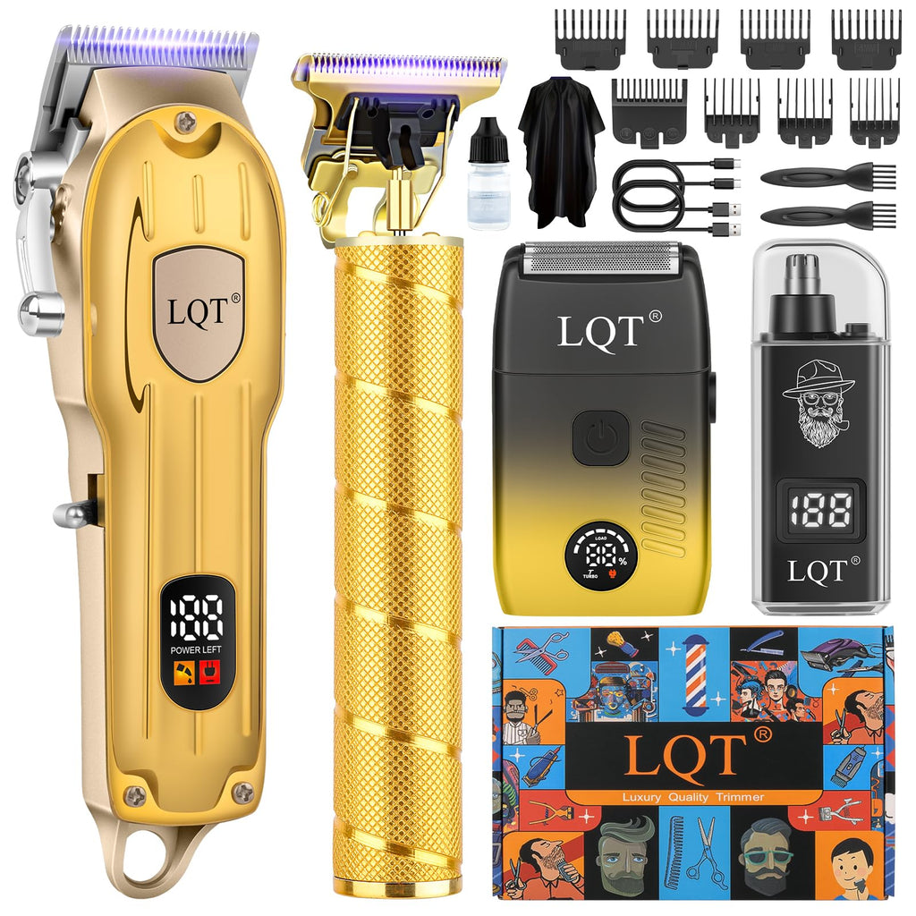 Hair Clippers for Men with LED Display, 4-Piece Cordless Grooming Kit with Hair Clipper, Beard Trimmer, Foil Shaver & Nose Trimmer, Complete Set for Home Barber