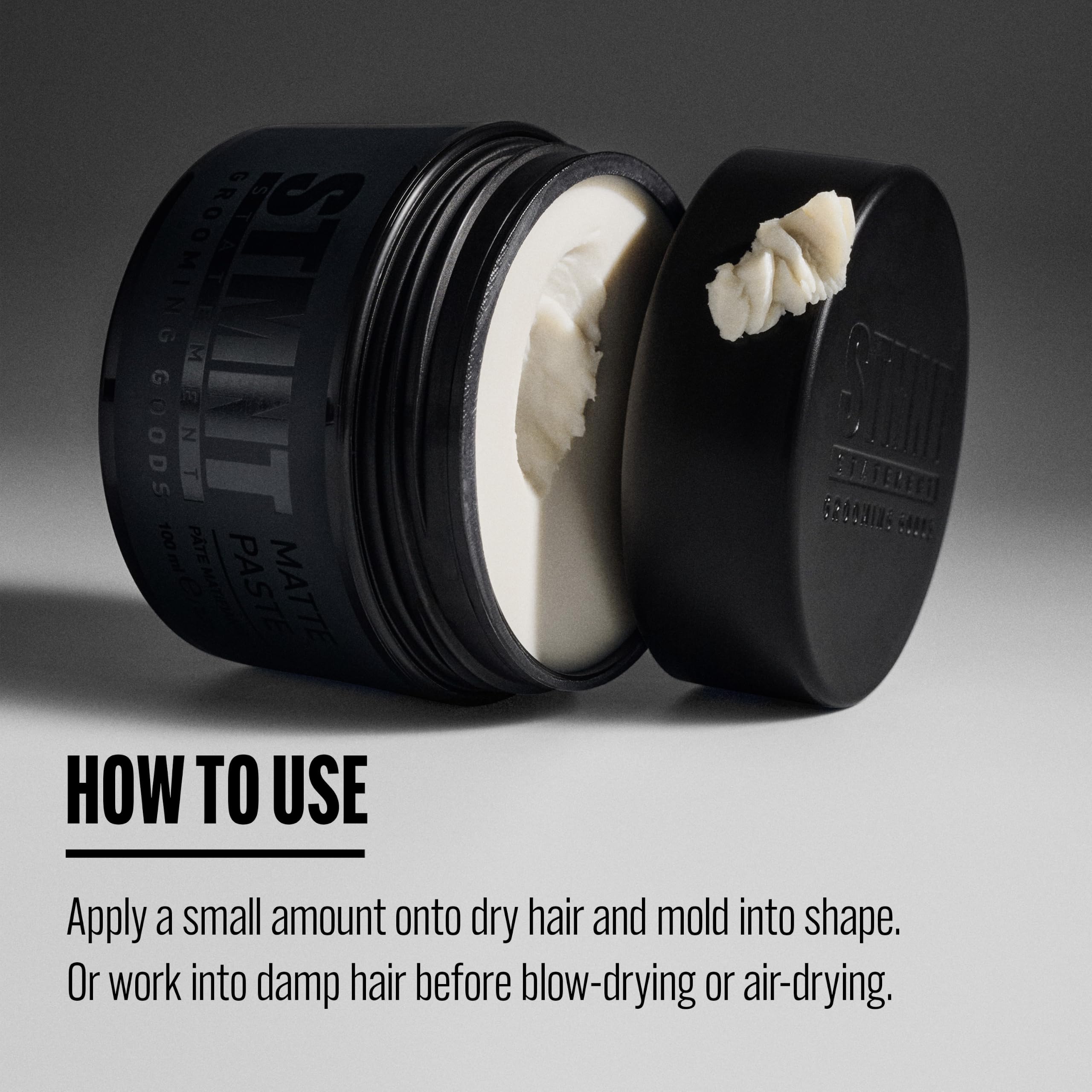 STMNT Grooming Goods Matte Paste 3.38 oz | All Day Strong Hold & High Volume | Hair Clay Paste For Men | Non-Greasy Formula | Texture Paste for Hair | Ideal for Dry & Damp Hair | Mens Hair Styling