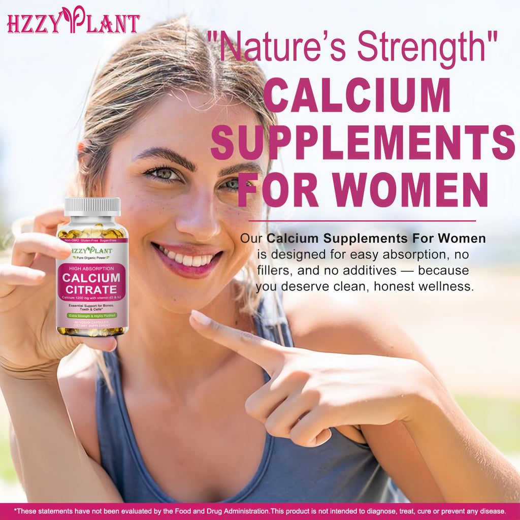 Calcium Supplements for Women Softgels, High Absorption Calcium Citrate Supplement Essential Mineral Calcium 1200 mg with Vitamin D3 Magnesium for Bone Health Support, Non-GMO, 2 Month Supply