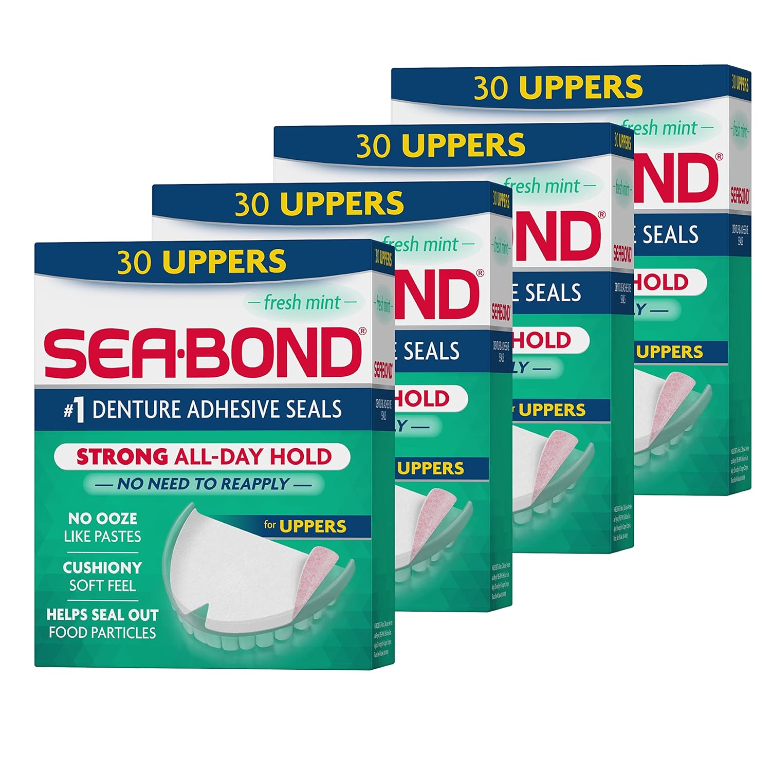 Buy now Sea Bond Secure Denture Adhesive Seals, Fresh Mint Uppers, Zinc-Free, All-Day-Hold, Mess-Free, 30 Count (Pack of 1) 30 Count (Pack of 24) Uppers at indiglob india