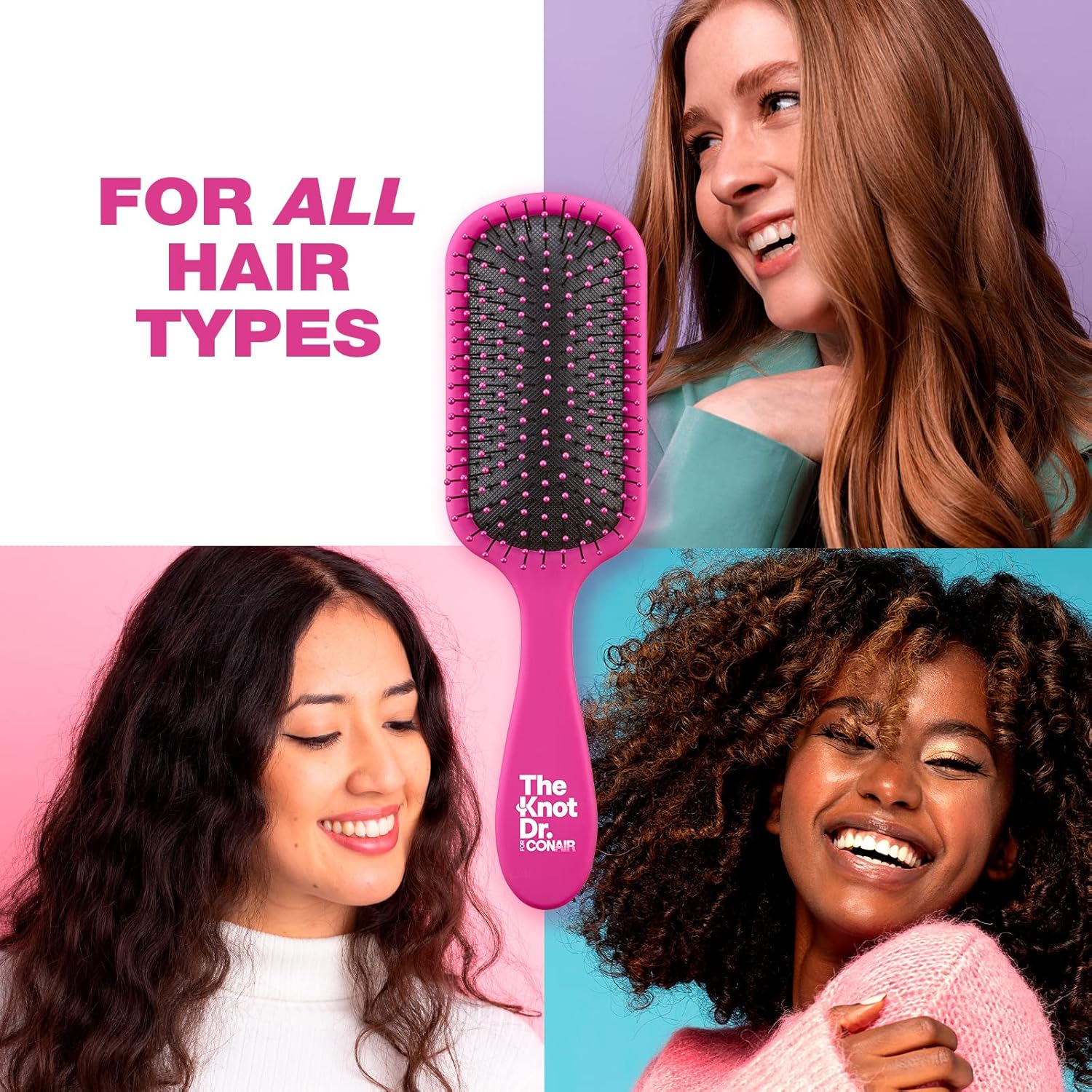 Buy now The Knot Dr. hair brush by Conair - Detangling hair brush - Removes Knots and Tangles in wet or dry Hair - hair brushes for women - Pink at indiglob india