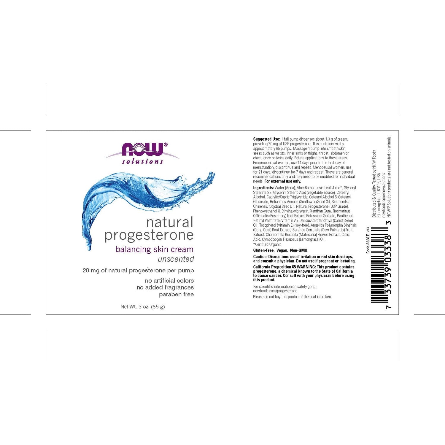 Buy now Now Foods Progesterone Cream Unscented 20 mg - 3 oz at indiglob india