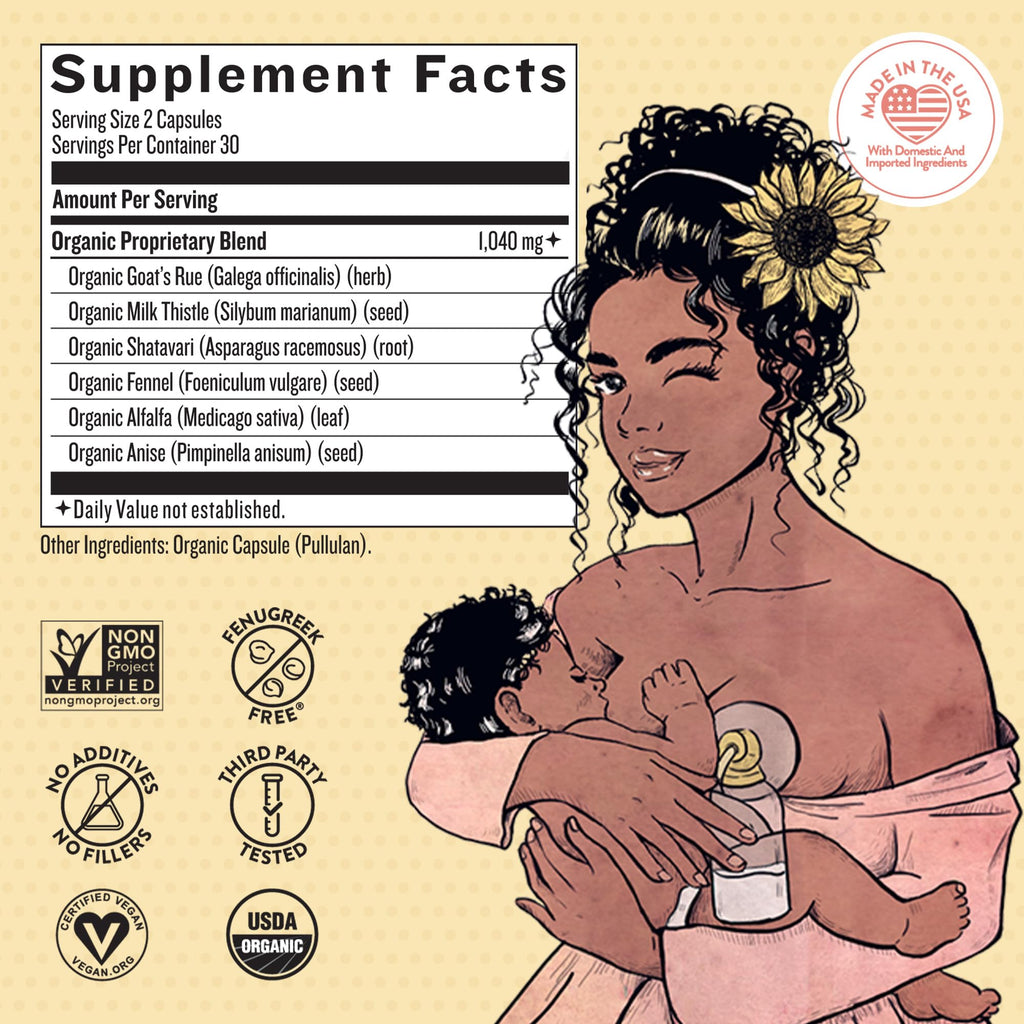 Legendairy Milk Liquid Gold Organic Lactation Support, 60 Capsules | Organic goat's rue, milk thistle, shatavari and fennel provide fenugreek-free lactation and breast milk supply support