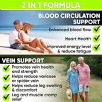 Best Blood Circulation Supplements and Vein Support-Blood Flow, Leg Circulation, Heart Health, and Varicose Veins.With Butcher's Broom, and Diosmin.Helps reduce swelling & Discomfort In Legs.90 Caps.