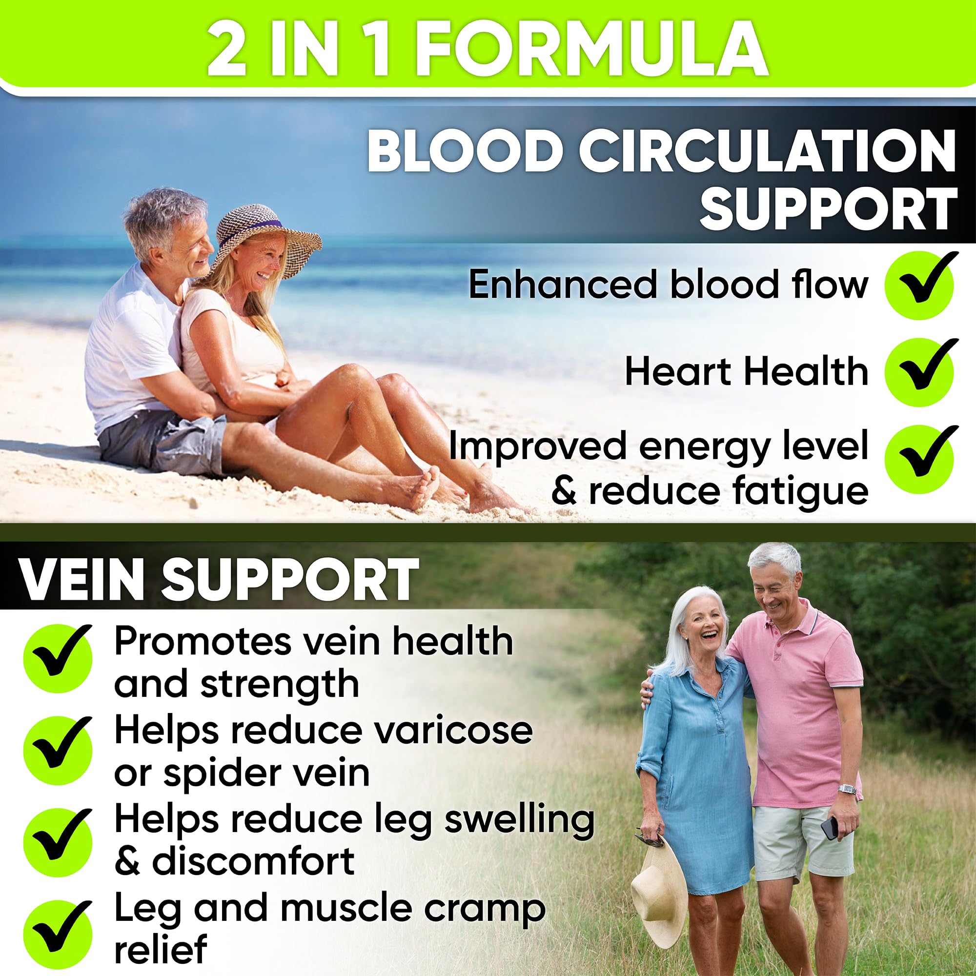 Best Blood Circulation Supplements and Vein Support-Blood Flow, Leg Circulation, Heart Health, and Varicose Veins.With Butcher's Broom, and Diosmin.Helps reduce swelling & Discomfort In Legs.90 Caps.