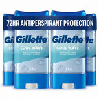 Gillette Antiperspirant and Deodorant for Men, 72hr Clinical Strength Sweat & Odor Protection, Long Lasting Freshness, Anti-White Mark Technology, Clear Gel, Cool Wave Scent, 3.8 oz (Pack of 4)