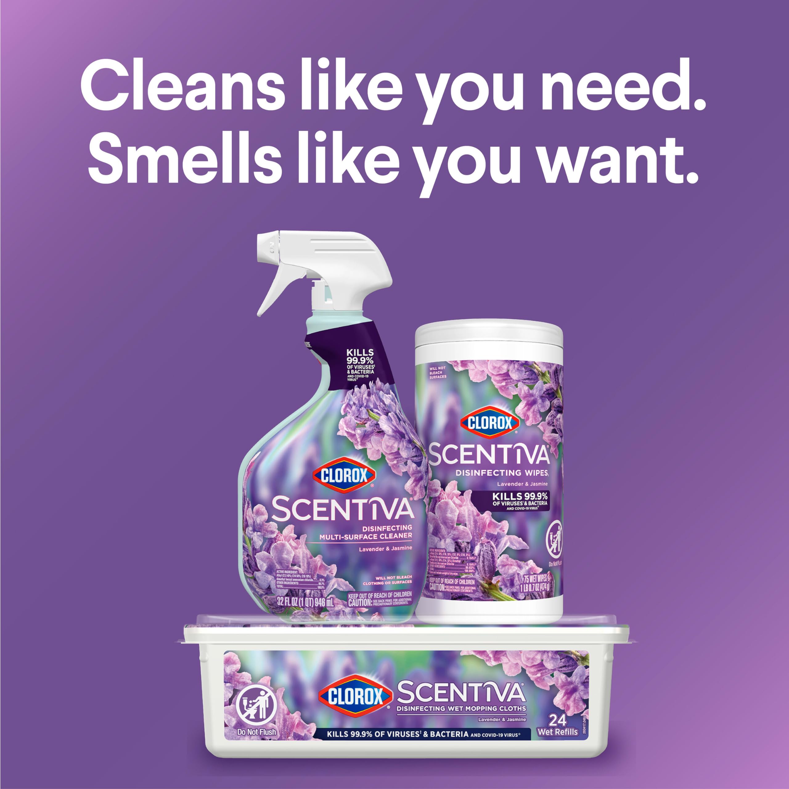 Buy now Clorox Scentiva Disinfecting Multi-Surface Cleaner, Lavender and Jasmine, 32 Fl Oz (Pack May Vary) at indiglob india