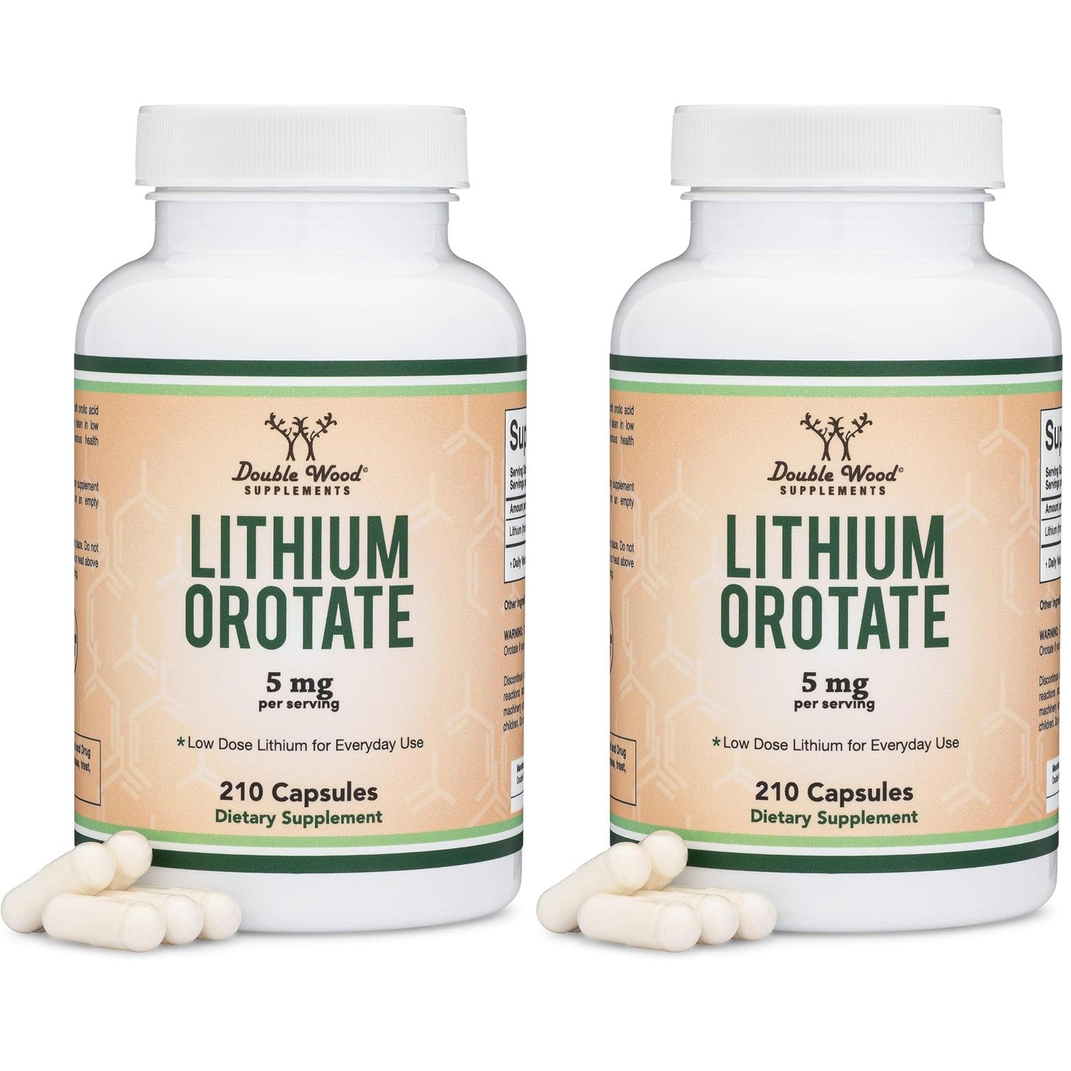 Lithium Orotate 5mg Elemental, Mood + Calm Support, 210 Capsules | Mood + Calm Supplement, 5mg Elemental Lithium, Single-Ingredient (No Blends), Emotional Wellness + Clarity, Vegan