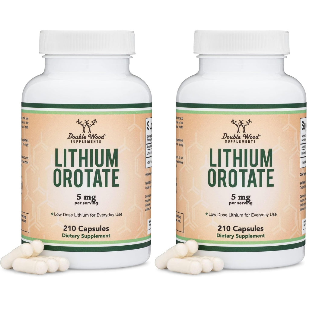 Lithium Orotate 5mg Elemental, Mood + Calm Support, 210 Capsules | Mood + Calm Supplement, 5mg Elemental Lithium, Single-Ingredient (No Blends), Emotional Wellness + Clarity, Vegan