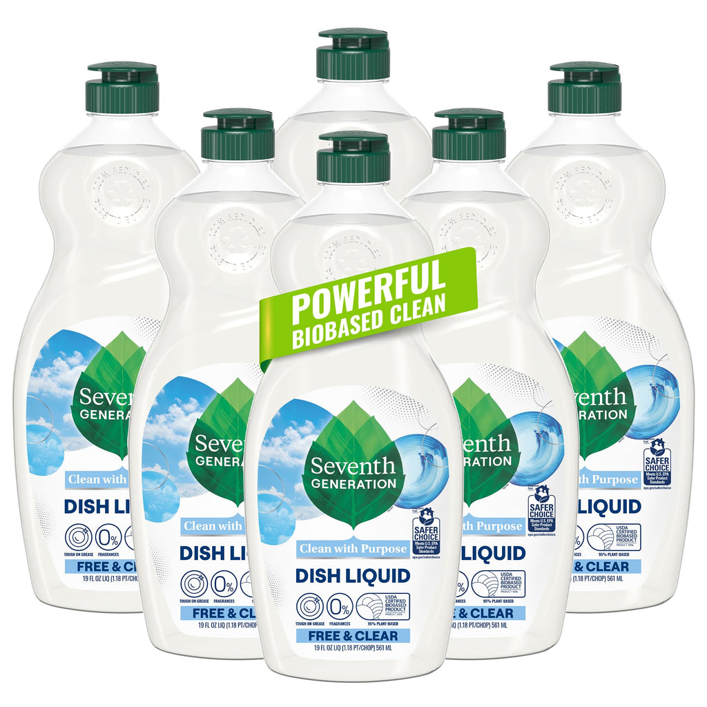Seventh Generation Free & Clear Dish Soap, 19 oz, Pack of 6
