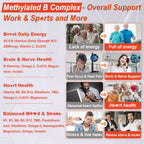 Super Vitamin B Complex Filled Gummies for Women Men, Methylated w/Omega 3 | Magnesium, CoQ10, Ashwagandha, Vitamin C, TMG -All B - B1, B2, B3, B5, B6,B7,B9,Methyl B12, Inositol, PABA, Sugar Free, 2Pack
