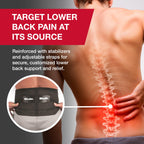 MUELLER Sports Medicine Adjustable Lumbar Back Brace, Lower Back Pain Relief and Support Belt for Men and Women, Black, One Size Fits Most