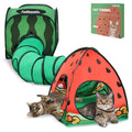 Tailtastic 3-in-1 Watermelon Cat Tunnel with Cube, Tent & Ball for Indoor