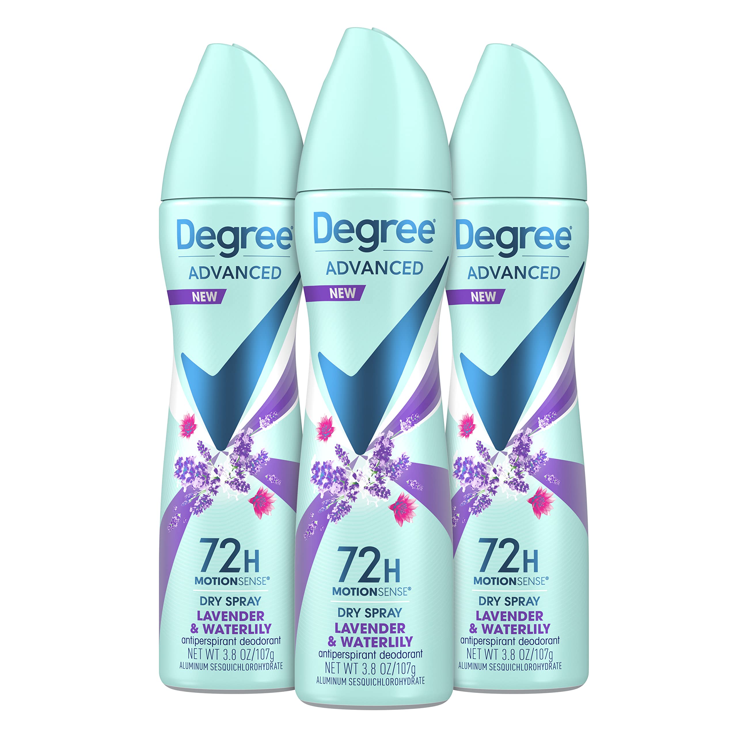 Degree Advanced Antiperspirant Dry Spray Sweat and Odor 3 Pack 3.8 oz | 72-Hour Sweat and Odor Protection For Women With Body Heat Activated® Technology