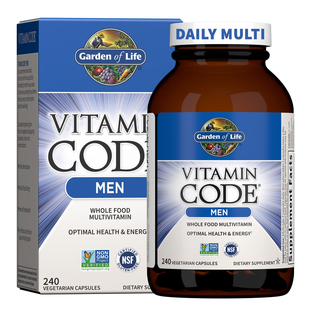 Garden of Life Vitamin Code Whole Food Multivitamin for Men - 120 Capsules, Vitamins for Men, Fruit & Veggie Blend and Probiotics for Energy, Heart, Prostate Health, Vegetarian Mens Multivitamins