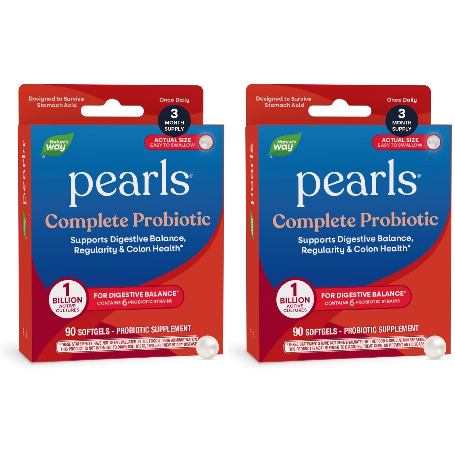 Nature's Way Complete Probiotic Pearls,Supports Digestive Balance*,1 Billion Live Cultures,Supplement for Men and Women,No Refrigeration Required,30 softgels,(Pack of 2)