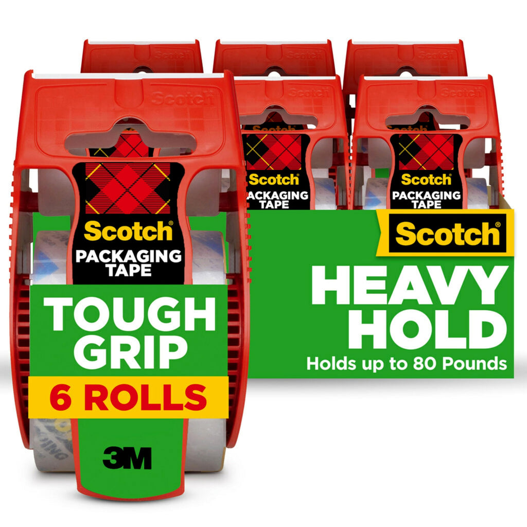 Scotch Tough Grip Moving Tape, 1.88 in x 22.2 yd, 6 Rolls