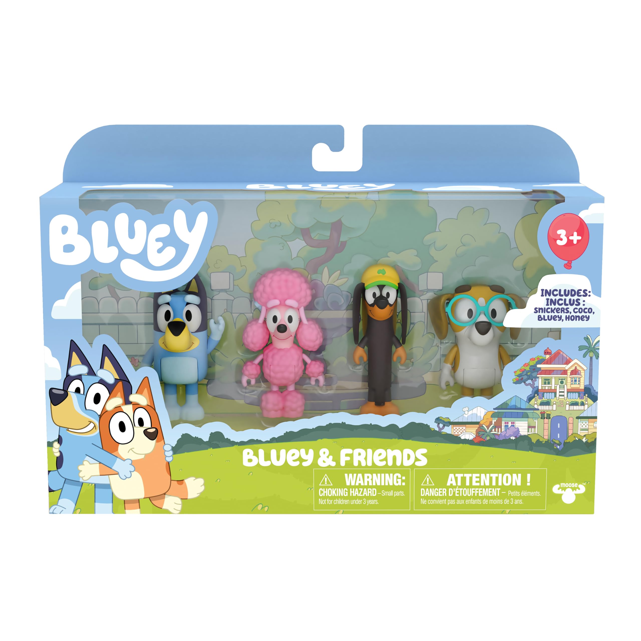 Buy now Bluey Pass The Parcel Figurine Toys Pack of 4, Character Toys with Bingo, Lucky’s Dad, and Lila Figures, Small Action Figures for Kids Ages 3+ Friends Pack at indiglob india