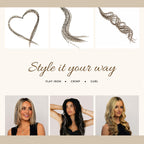 Natural color hair extensions in lengths from 9” to 14”. Style with flat iron, crimper, or curls for a unique look.