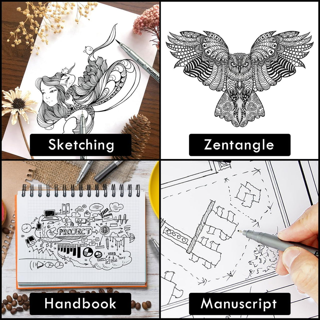 Precision Black Micro-Pen Fineliner Ink Pens,Waterproof Archival Ink