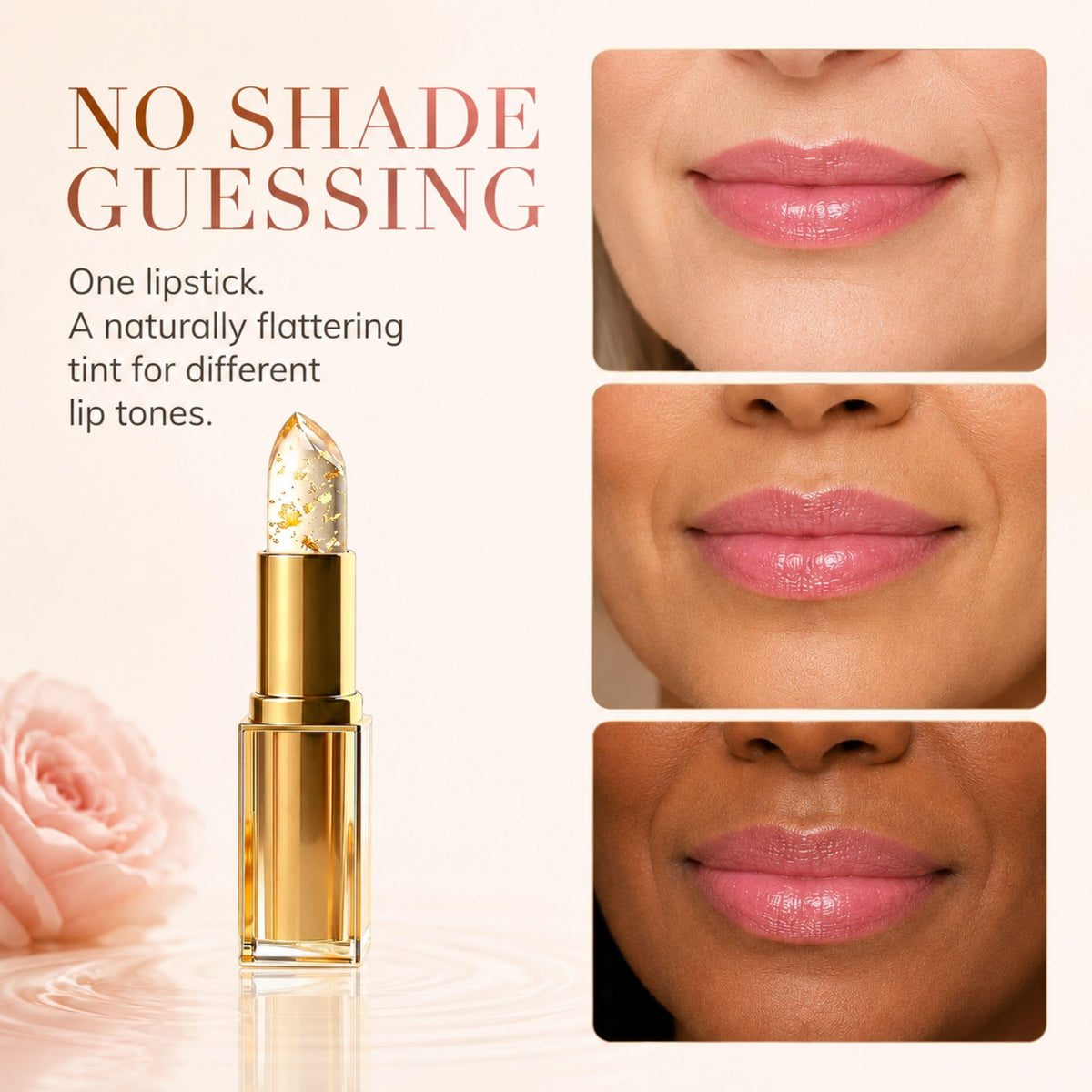 2-Pack Kivora Lipstick, True Tone Ph Adjusting Lipstick for Mature Women, Gold Foil Moisturizing Glossy Shine Lip Gloss, Deep Nourishment Long Lasting 24 Hours Lip Balm