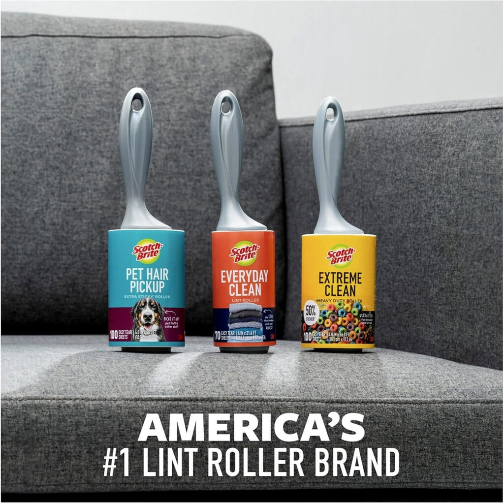 Buy now Scotch-Brite Pet Hair Pickup Extra Sticky Lint Roller, Designed for Removing Fur + Fluff on Couches, Clothes, Dog and Cat Beds, & More, 1 Pack, 95 Easy-Tear Adhesive Sheets Total at indiglob india