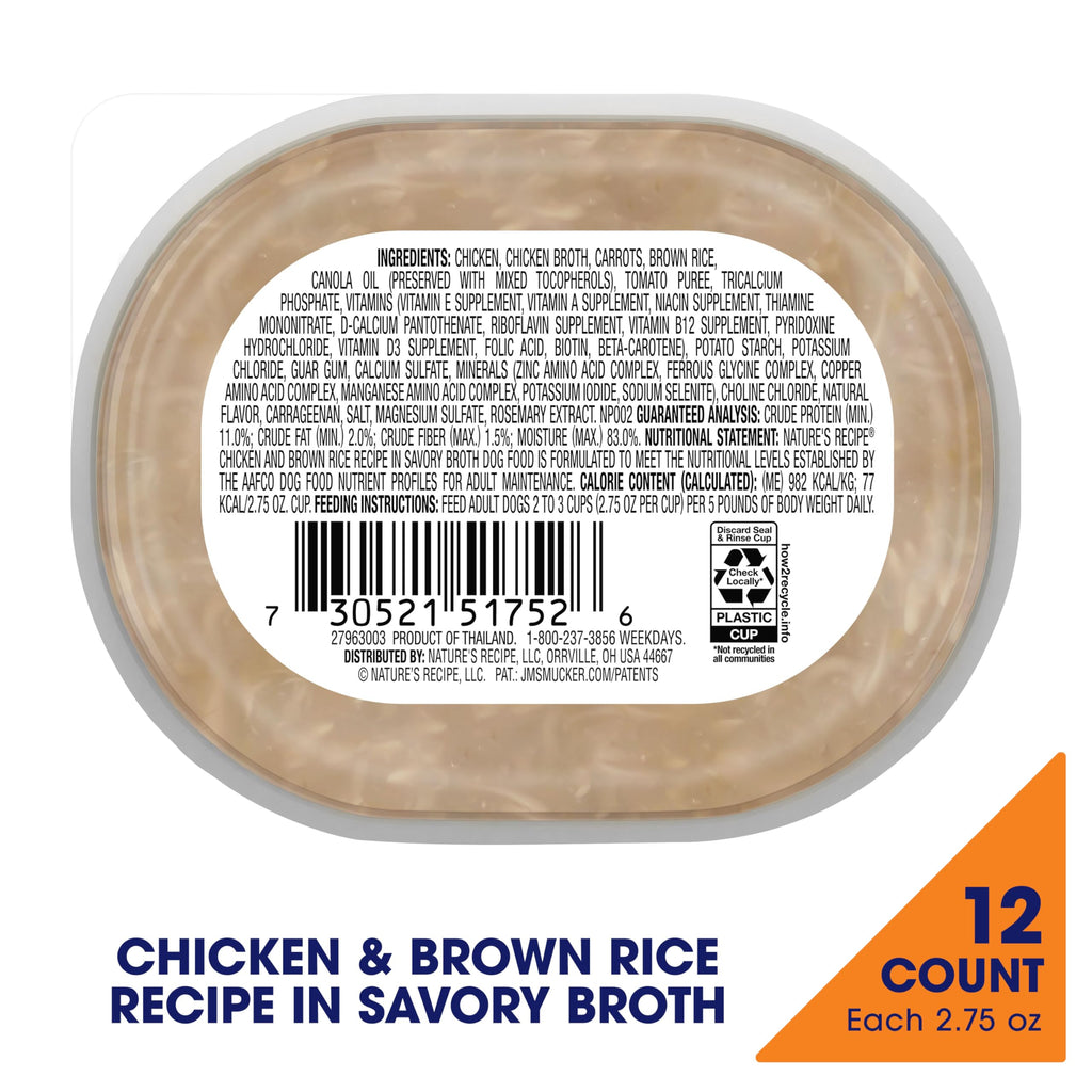 Nature's Recipe Wet Dog Food, Chicken in Broth Recipe, 2.75 Ounce Cup (Pack of 12) Package may vary