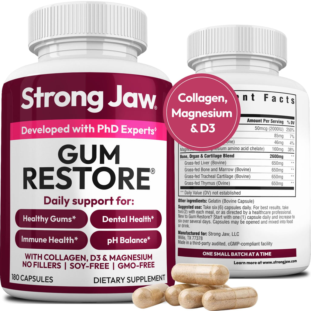 Strong Jaw Gum Restore - Gum Health Supplement for Adults - 180 Capsules