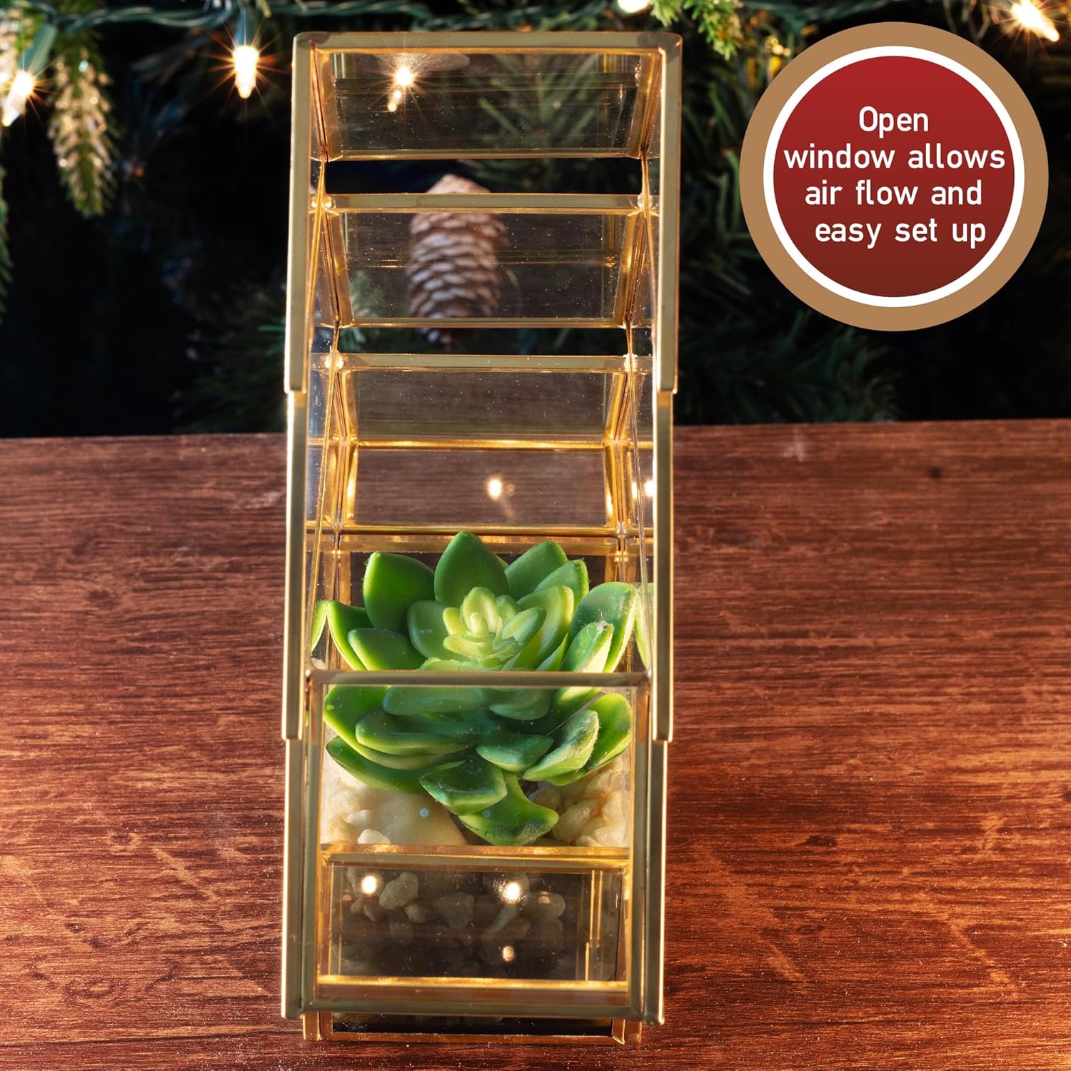 Buy now Christmas Tree Glass Terrarium- 8" Festive Planter for Holiday Home Decor- Add Xmas Cheer w DIY Succulents, Lights & Ornaments- Tabletop Centerpiece or Mantel, Office Decorations- Plant Lovers Gift at indiglob india