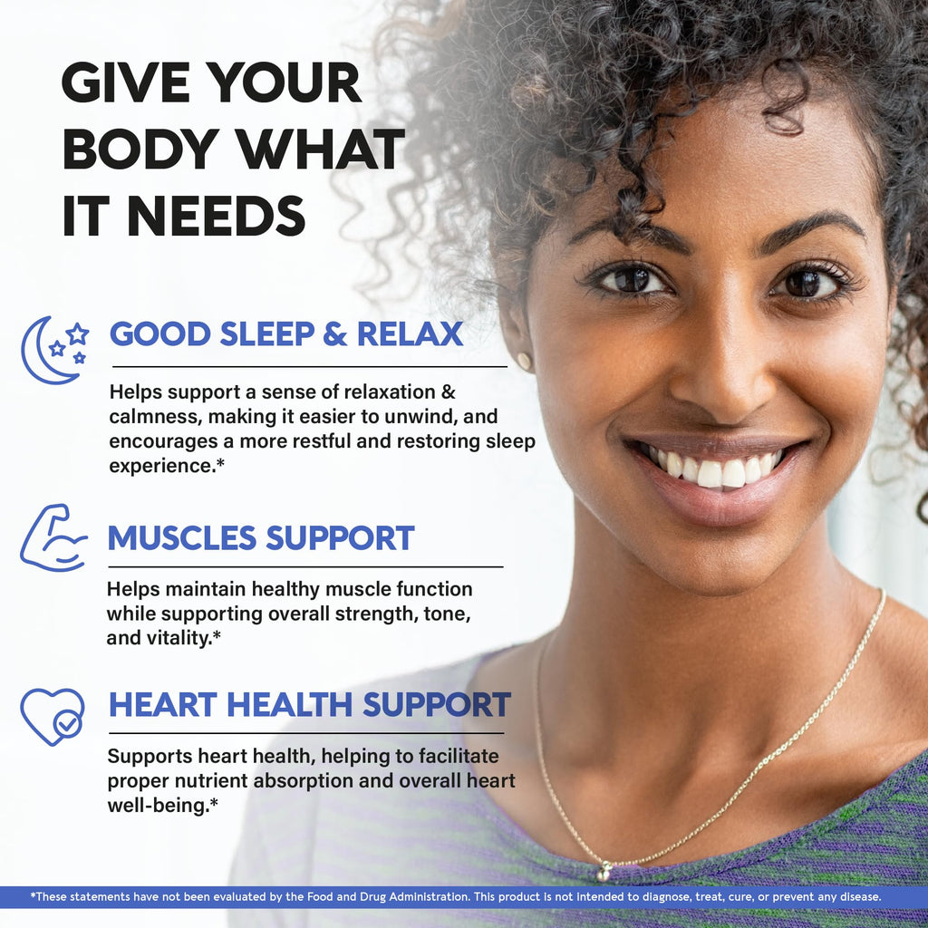Magnesium Glycinate 500mg - VIT. B6 & D3 - Sleep, Muscle & Heart - 120 Caps | Magnesium Bisglycinate - Chelated High Absorption with Black Pepper - Magnesium for Women & Men - Lab Tested & Non-GMO