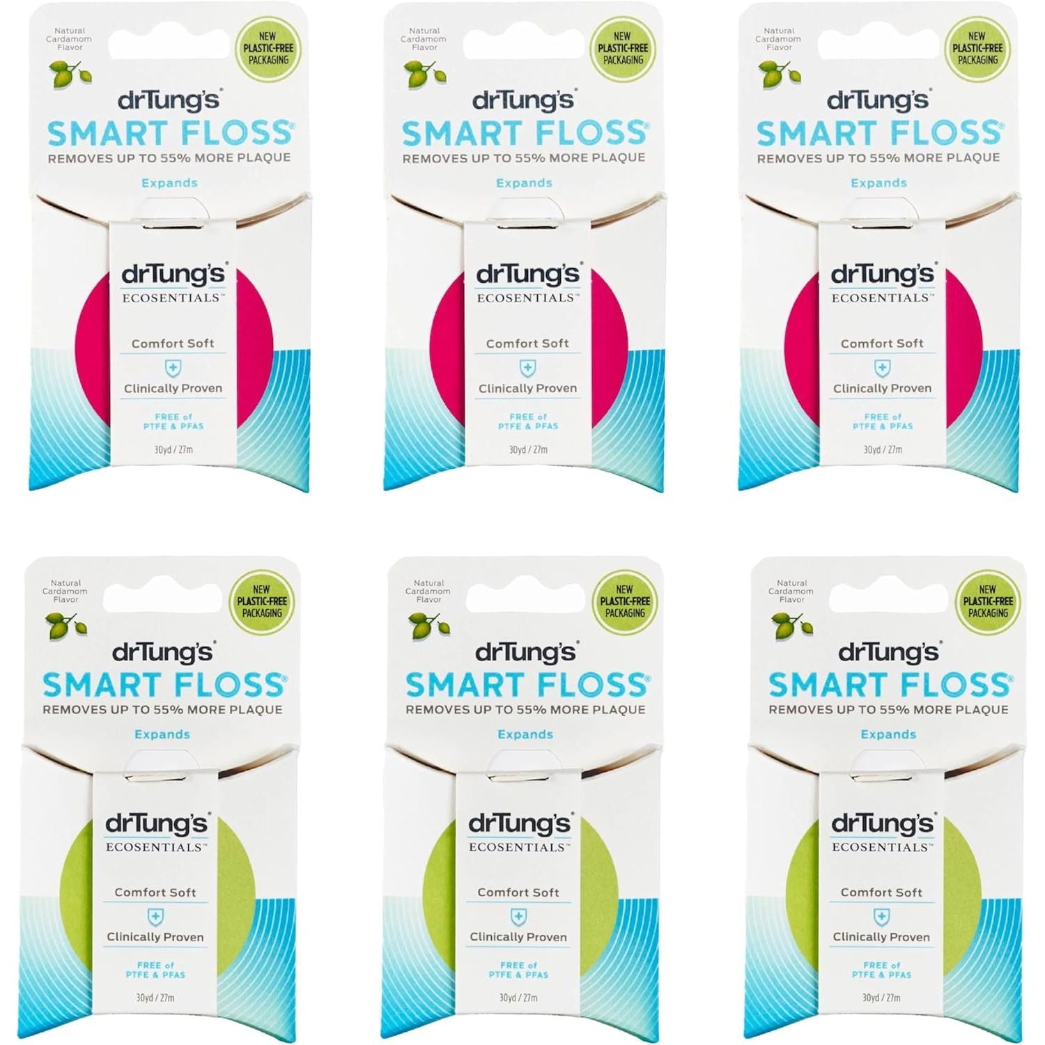Buy now DrTung's Smart Floss - Natural, PTFE & PFAS Free Floss, Gentle on Gums, Expands & Stretches, BPA Free Floss - Natural Dental Floss Cardamom Flavor (Pack of 3) 90 Foot (Pack of 6) Cardamom at indiglob india
