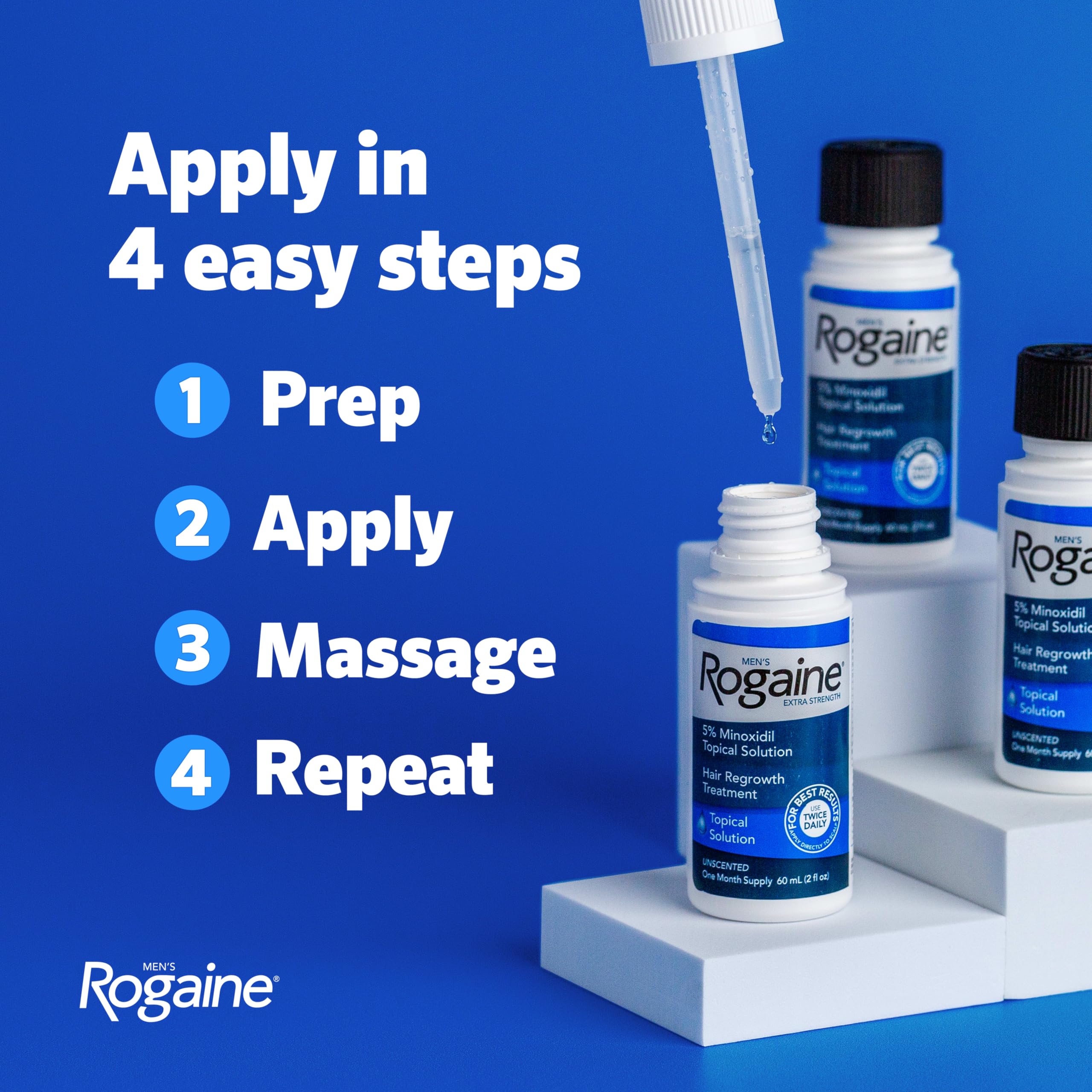 Men's Rogaine Extra Strength 5% Minoxidil Topical Solution, 3 x 2 fl. oz