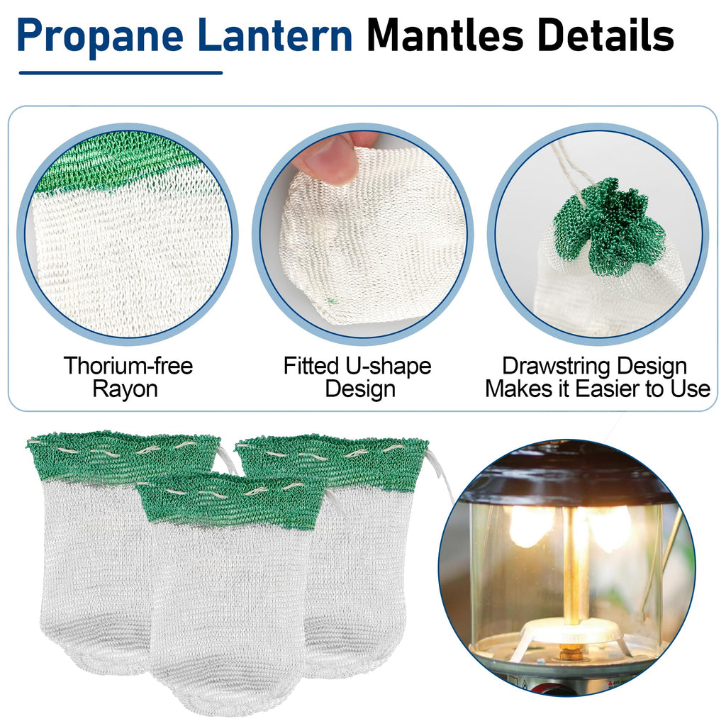 String Tie Lantern Mantles for Coleman Fueled Lantern (10 Total Mantles)