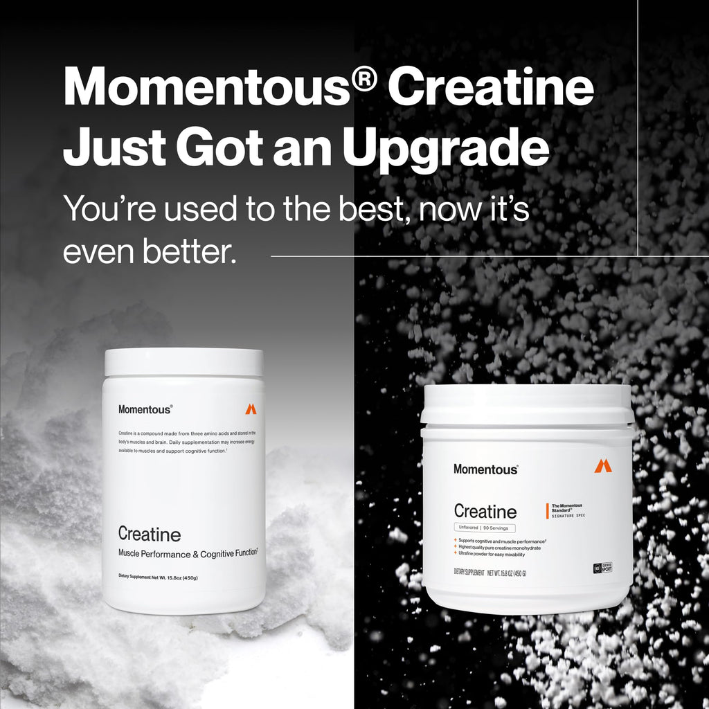Momentous Creatine Monohydrate Powder, 5g per Serving, Unflavored | Supports Lean Muscle, Strength, Recovery, & Cognitive Function, NSF Certified for Sport, Non-GMO & Gluten-Free (90 Servings)