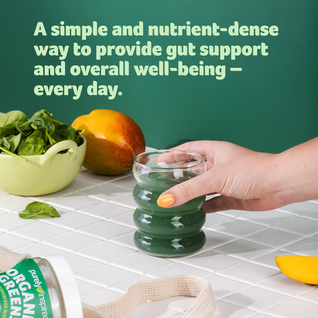 Purely Inspired Organic Green Powder Smoothie Mix, Unflavored (24 Servings) - Probiotics for Digestive Health with Spirulina & Chlorella for Gut Health - Vegan