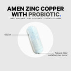 Amen Zinc & Copper Supplement + Probiotics, 3 Months Supply, One Per Day - 50 mg Zinc Picolinate Vitamin Pills - Essential Minerals Supplements – 2 Billion CFUs Probiotic – Vegan, Non-GMO, 90 Capsules