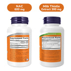 NOW Foods NAC with Selenium + Silymarin Milk Thistle Supplement Bundle | N-Acetyl Cysteine with Selenium 600 mg 100 Caps + Silymarin Milk Thistle Extract with Artichoke and Dandelion 300 mg 100 Caps