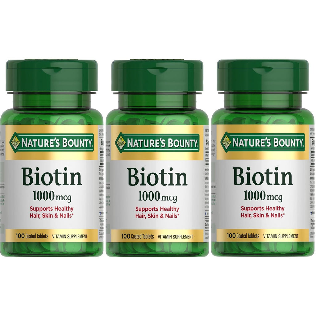 Nature's Bounty Biotin, 1000 mcg, 100 Tablets | Supports Metabolism for Energy and Healthy Hair, Skin, and Nails