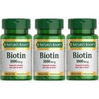 Nature's Bounty Biotin, 1000 mcg, 100 Tablets | Supports Metabolism for Energy and Healthy Hair, Skin, and Nails