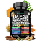 Adndale Sea Moss Capsules - Sea Moss Blend with Ashwagandha, Turmeric & Black Seed Oil - 90 Count