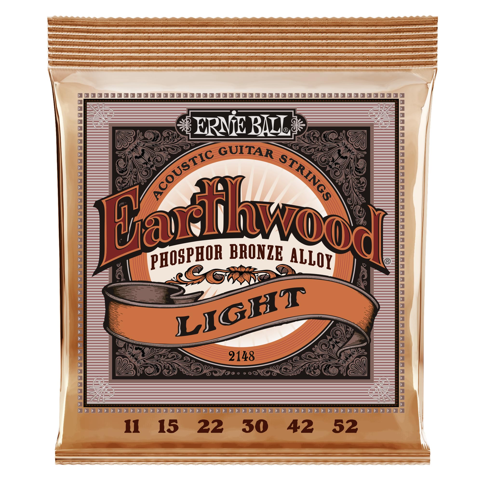 Buy now Ernie Ball Earthwood Medium Light Phosphor Bronze Acoustic Guitar Strings, 12-54 Gauge (P02146) Light (11-52) Single Pack at indiglob india