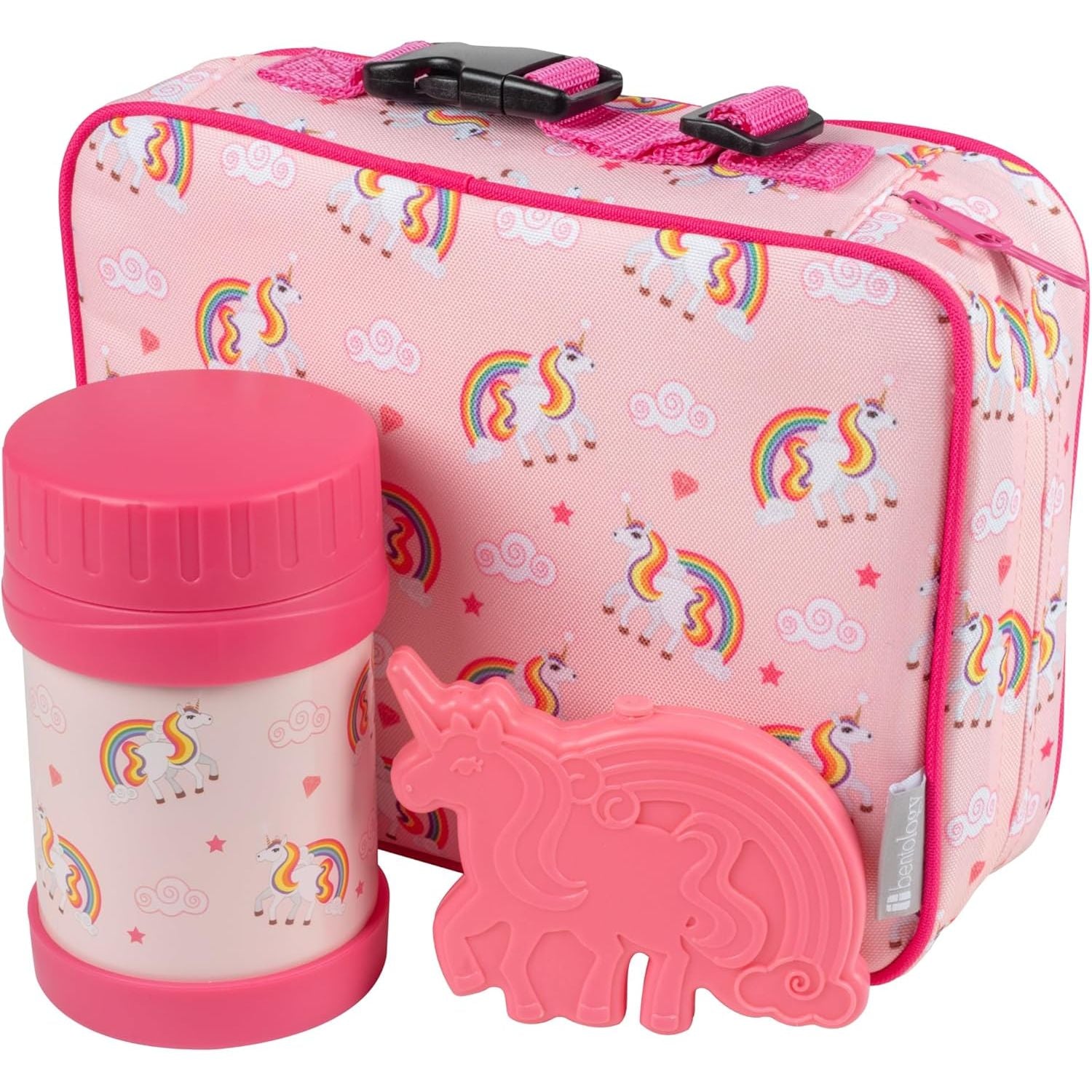 Buy now Bentology Kids Lunch Bag Set w Matching Reusable Food Jar & Hard Ice Pack- Unicorn- Insulated Tote, Stainless Steel thermos & Freezer Pack to Keeps Food Fresh for Hours- Back to School Lunch Box Kits Unicorn at indiglob india
