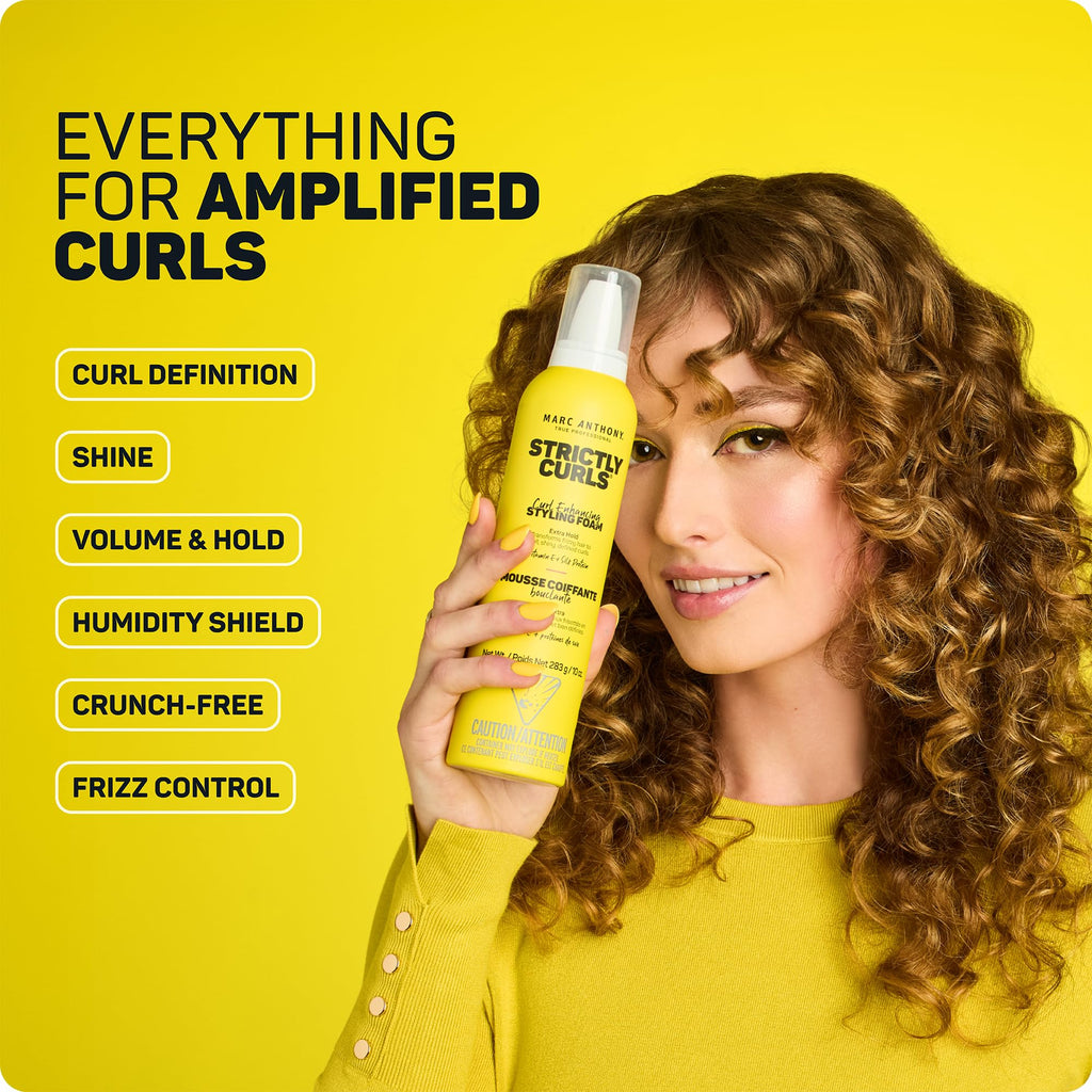 Marc Anthony Strictly Curls, Defining Curl Styling Mousse Foam - Curly Hair | Frizz Taming, Lightweight Curl Defining Hair Mousse, Extra Hold for for Full Volume, Soft, Defined Curls & Waves