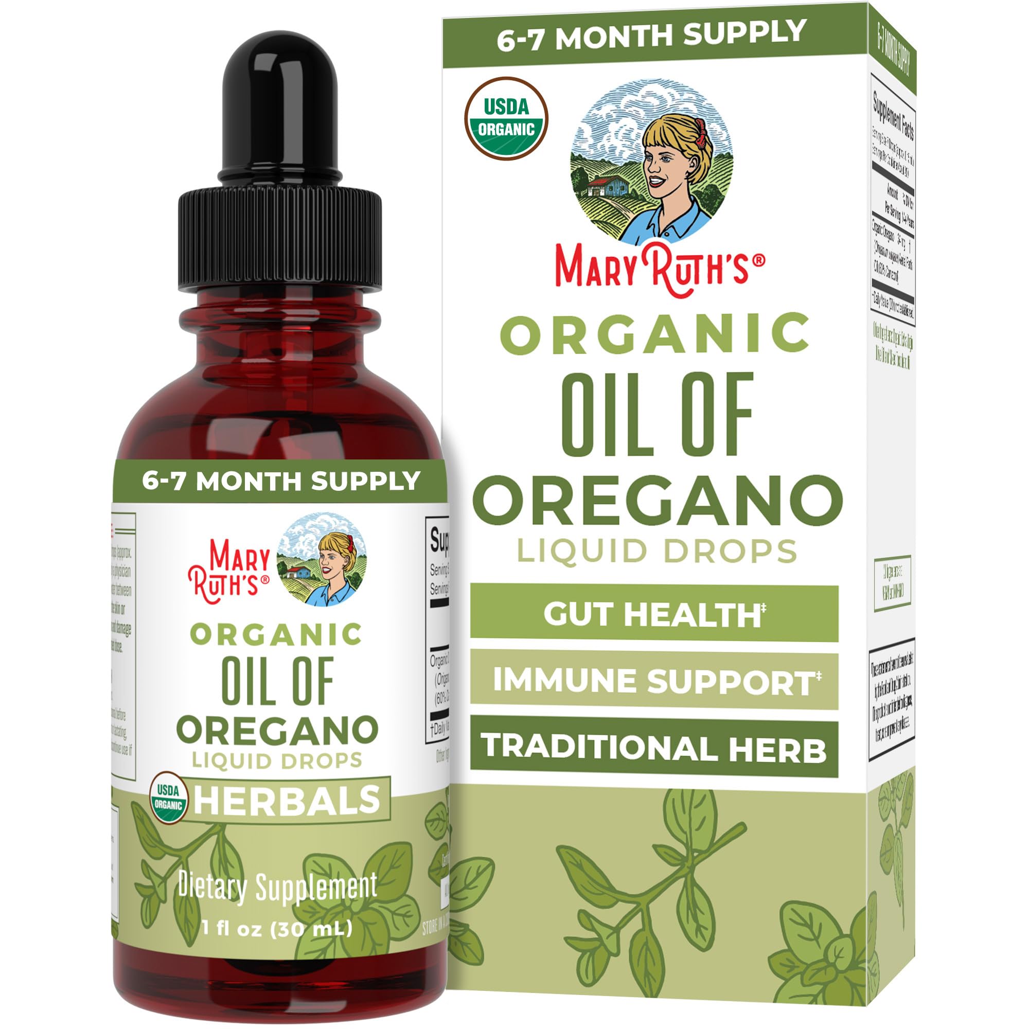 MARYRUTH'S Organic Oil of Oregano Liquid Drops, Sugar Free, 6 Month Supply | 60% Carvacrol, Immune Support Supplement, Traditional Use Herb, Vegan, USDA Organic, CLP Certified, Non-GMO, 200 Servings