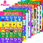 Blulu 8 Educational Preschool Posters with 60 Glue Dots, 16 x 11 Inch