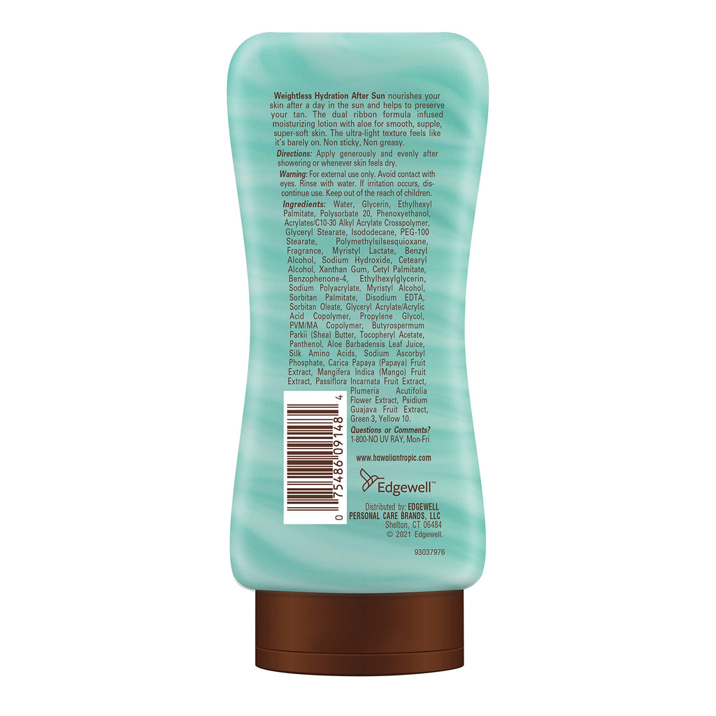 Hawaiian Tropic Weightless Hydration After Sun Lotion, 6 Fl Oz | 24 hour moisturizing after sun care, Hydrating lotion with aloe and shea butter, Coconut papaya scent, Lightweight texture