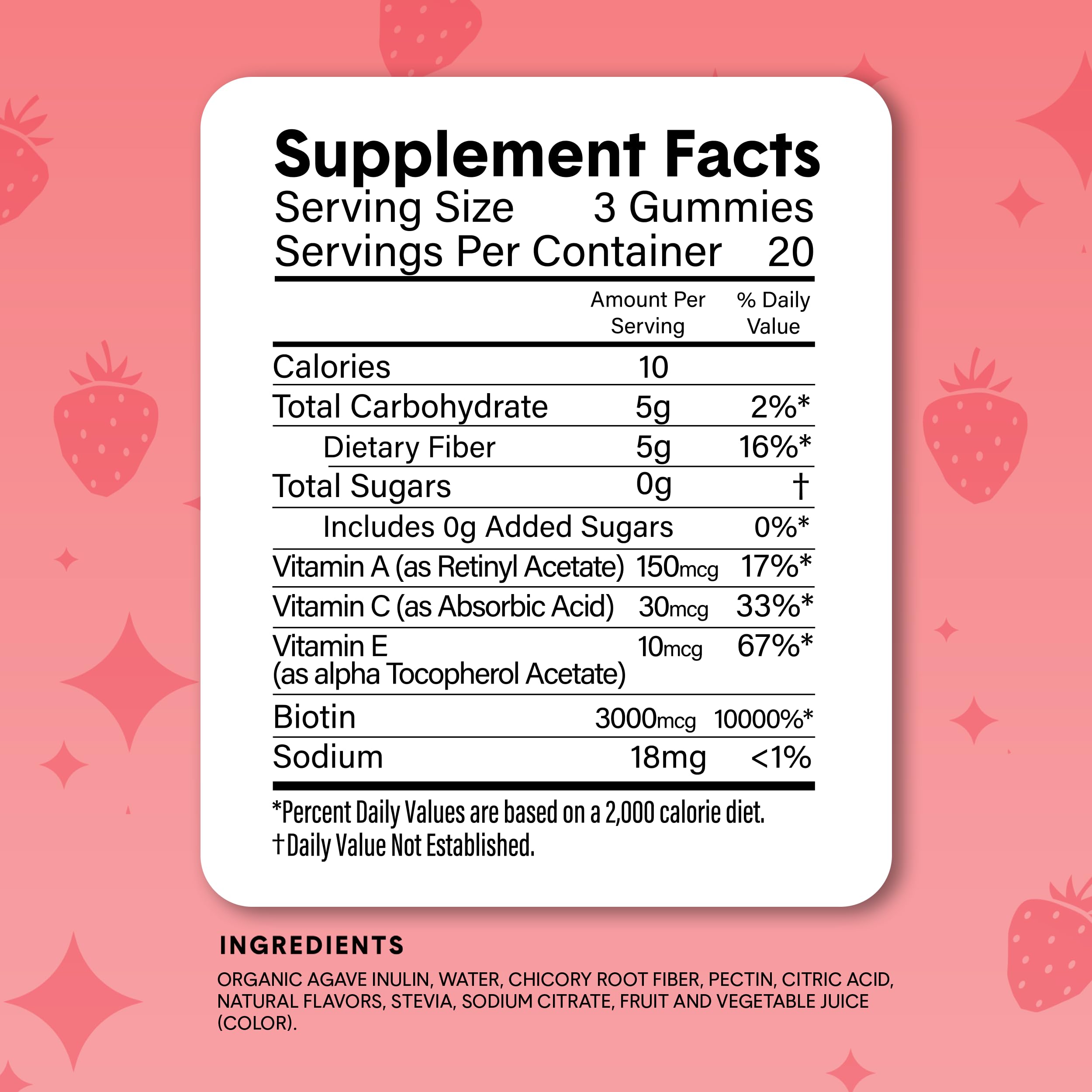 Bellway Super Fiber + Beauty, Fiber Gummies with Biotin, Sugar-Free, 60 Ct | 5g Prebiotic Fiber Supplement with Biotin & Vitamins A, C & E for Digestive Health, Skin, Hair & Nails