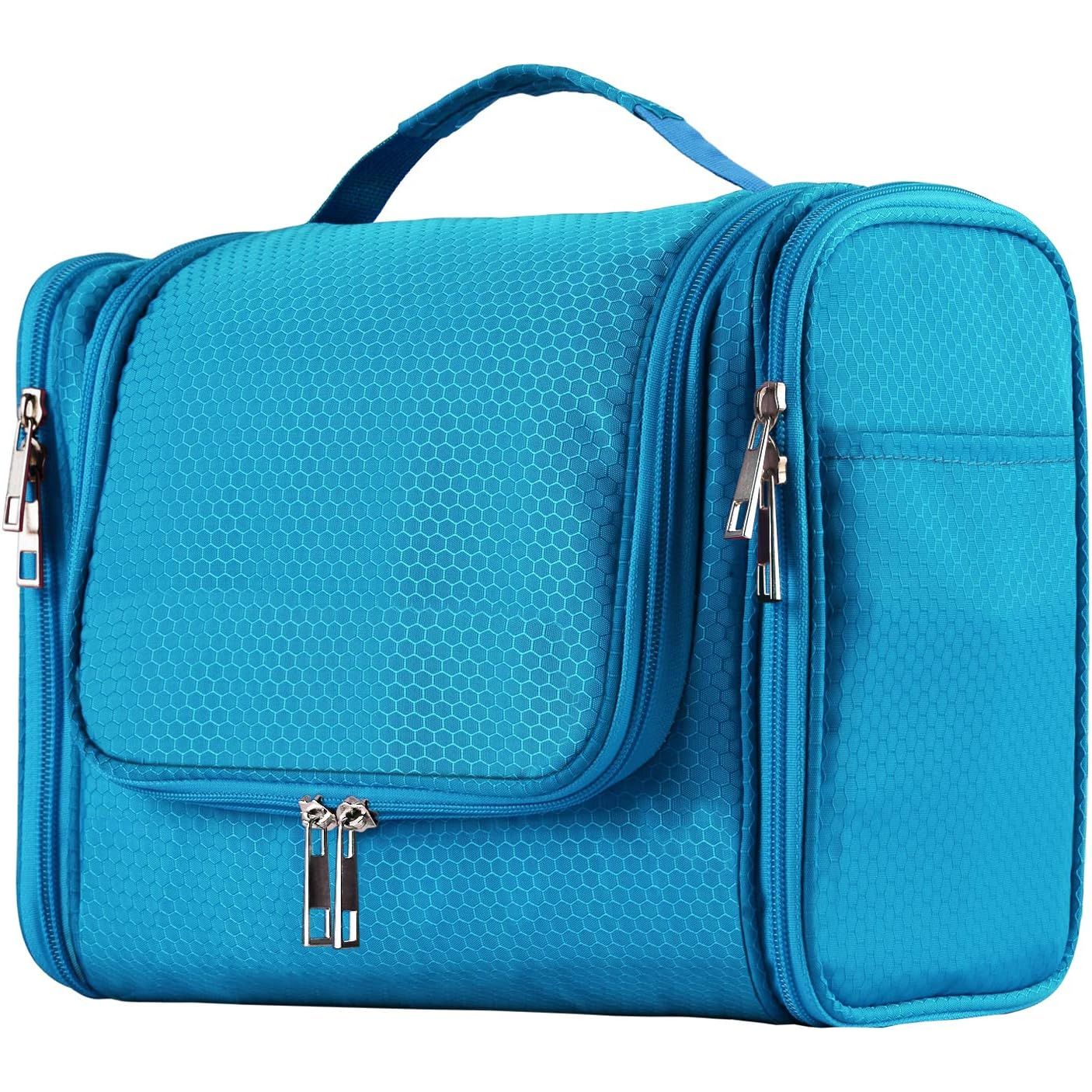 Buy now Buruis Extra Large Capacity Toiletry Bag for Women and Men, Hanging Toiletry Organizer Cosmetics Makeup Bag, Water-resistant Dopp Kit for Full Sized Toiletries, Travel Essentials (Blue) Large Light Blue at indiglob india