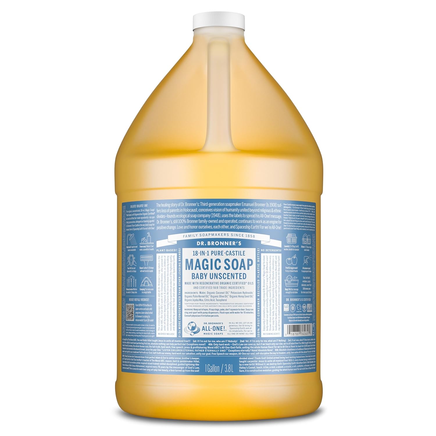 Buy now Dr. Bronner's Magic Soap-Pure-Castile Liquid Soap (Baby Unscented, 32 ounce, 2-Pack)-Regenerative Organic Certified Oils, 18-in-1 Uses: Body, Laundry & Dishes, For Sensitive Skin, No Fragrance 128 Fl Oz (Pack of 1) Unscented at indiglob india