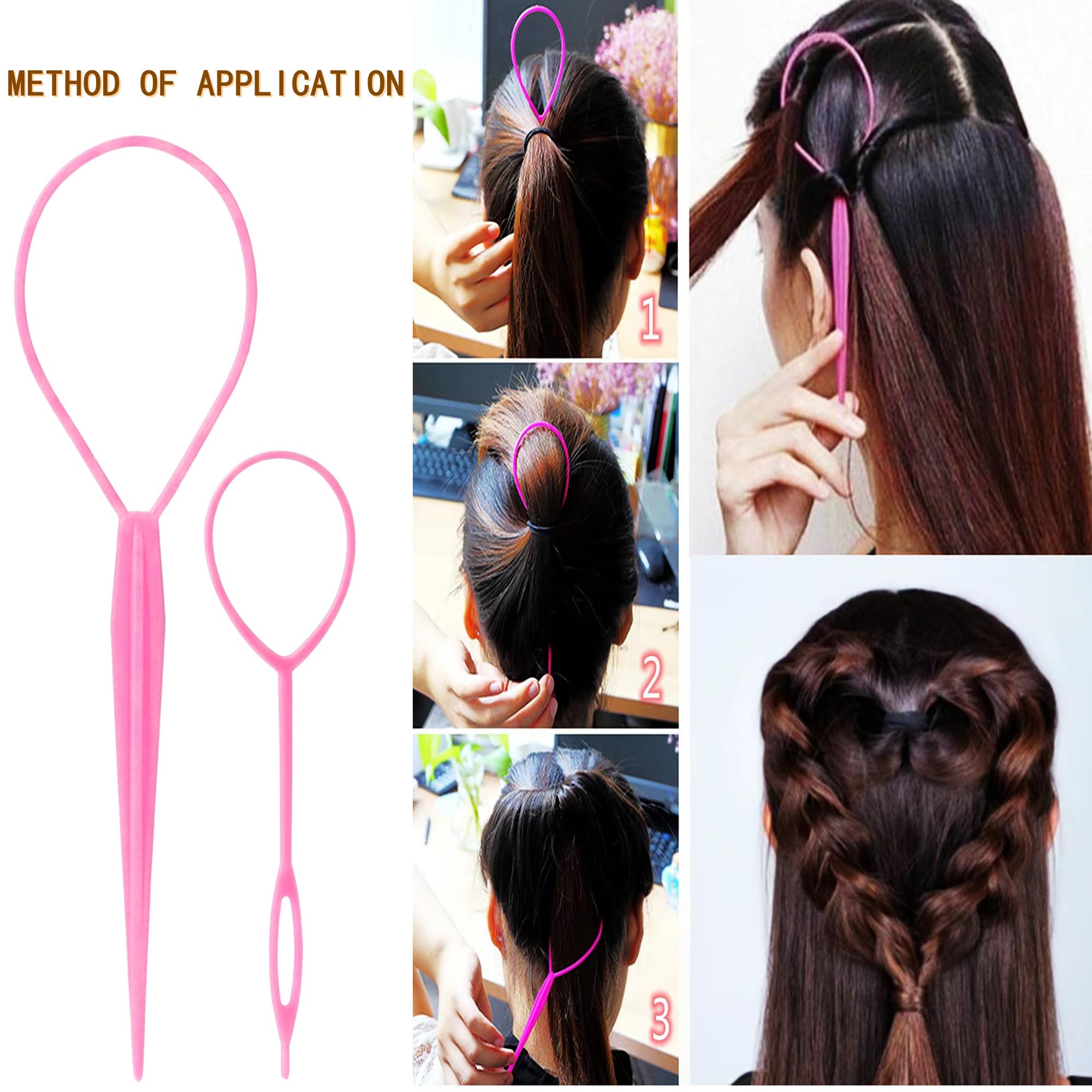6PCS Hair Styling Tools Kit, Boar Bristle Wooden Brush, Rat Tail Metal Pin Parting Comb Edge Control Brush,Bristle Teasing Hair Brush Topsy Tail Loop Tools for Women Braiding & Edge Styling